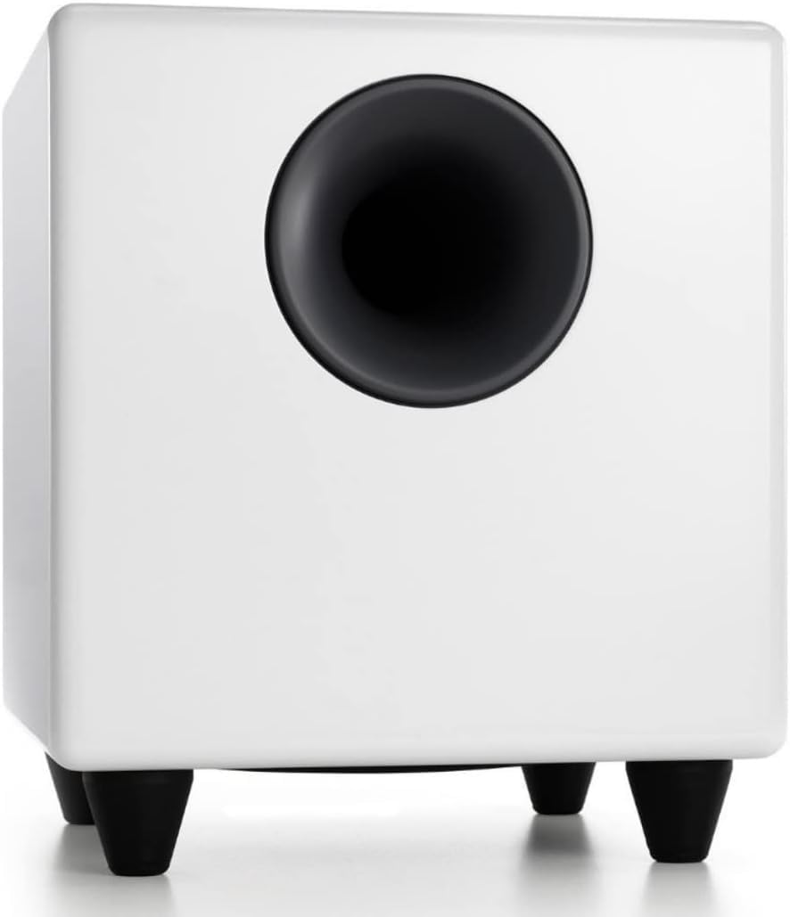 Audioengine HD6 Black Powered Bookshelf Stereo Speakers and S8 White Subwoofer with Remote