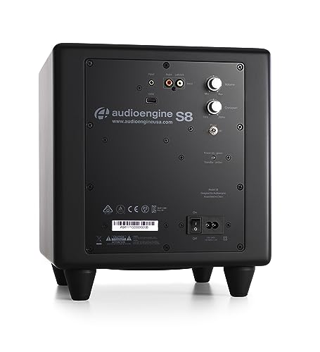 Audioengine S8 Subwoofer, Small Powered Subwoofer (Wireless Ready) Black