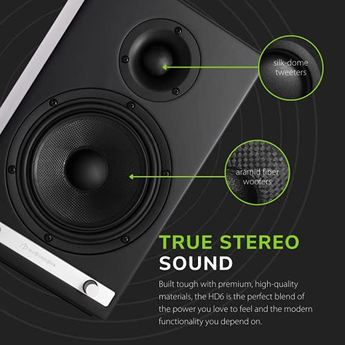 Audioengine HD6 150W Powered Bookshelf Stereo Speakers | Home Music System w/aptX HD Bluetooth, AUX Audio, Optical, RCA, 24-bit DAC