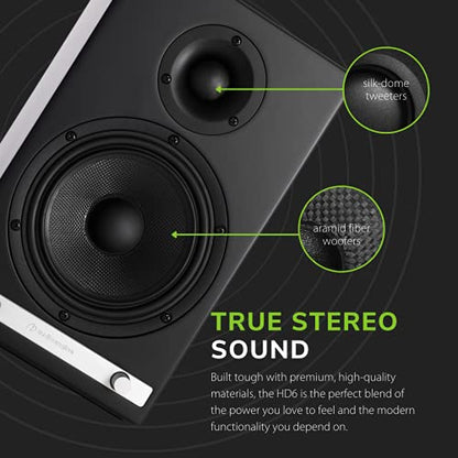 Audioengine HD6 150W Powered Bookshelf Stereo Speakers | Home Music System w/aptX HD Bluetooth, AUX Audio, Optical, RCA, 24-bit DAC