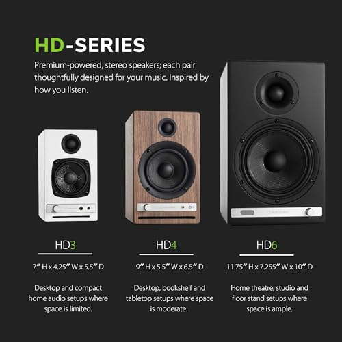 Audioengine HD4 120 Watt Wireless Bluetooth Speakers with aptX Bluetooth Connectivity | Powered Bookshelf Stereo Speakers with AUX Audio and USB DAC