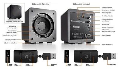 Audioengine S6 210W Wireless Powered Subwoofer, Built-in Amplifier (Wireless, Grey)