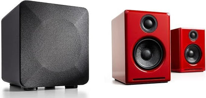 Audioengine A2 Red Wireless Bluetooth 60W Home Music System with 210W S6 Subwoofer, Great for desktops, laptops, Gaming, Movies and More.