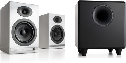 Audioengine HD5 White Home Music System with S8 Black Subwoofer and Remote