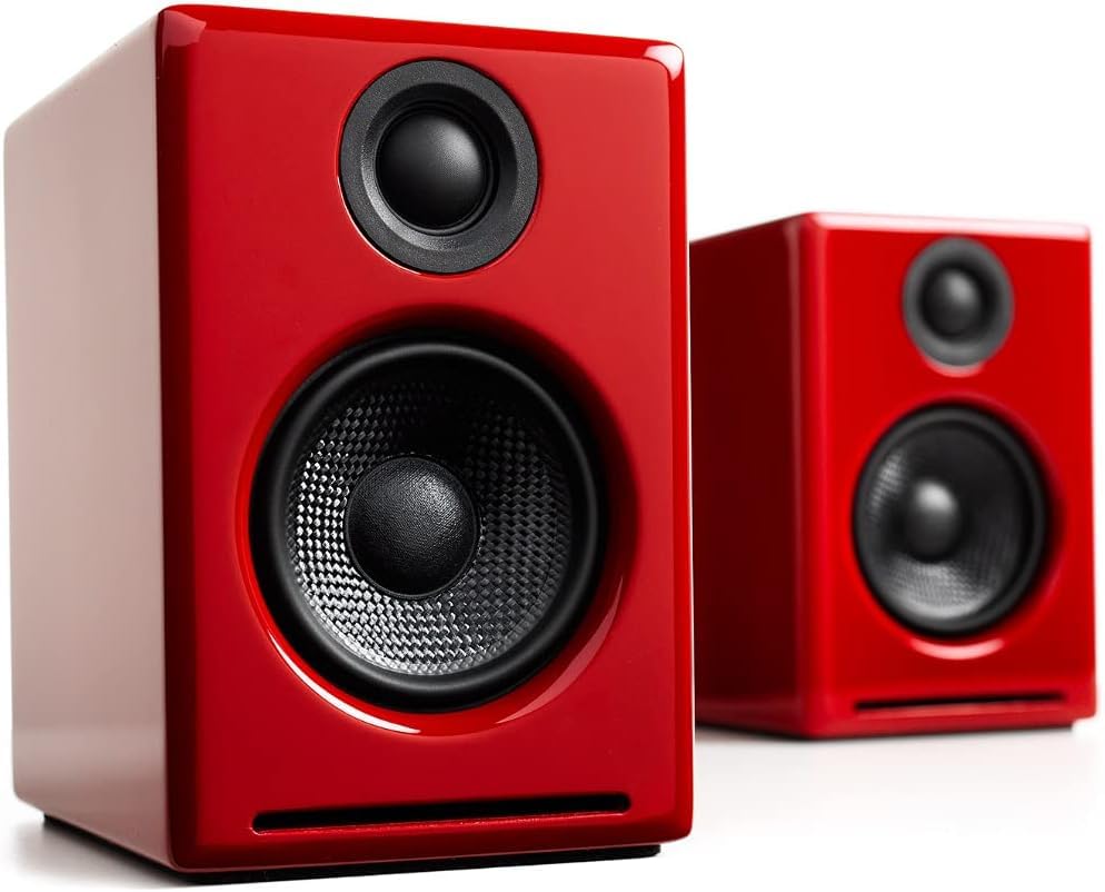 Audioengine A2 Red Wireless Bluetooth 60W Home Music System with 210W S6 Subwoofer, Great for desktops, laptops, Gaming, Movies and More.