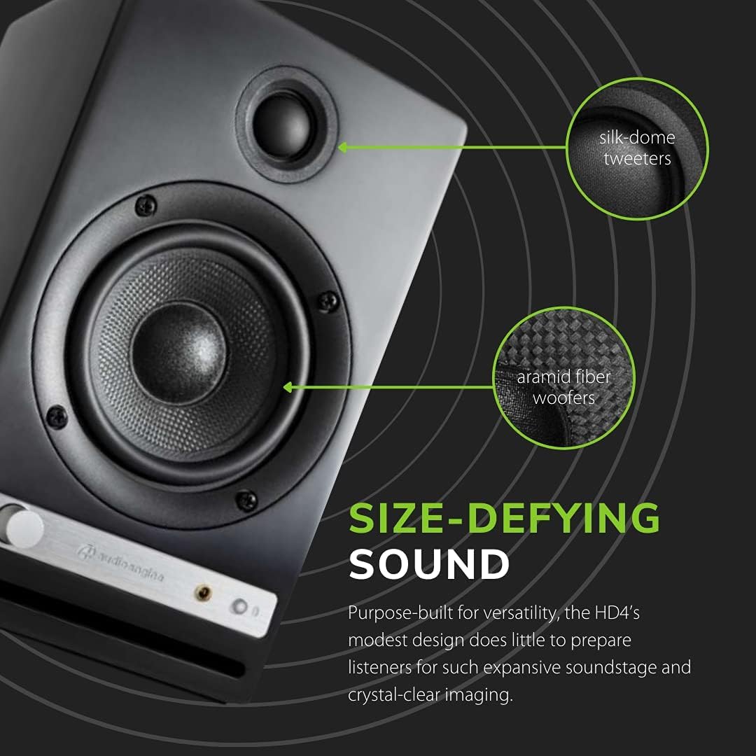 Audioengine HD4 Black Wireless Bluetooth Speakers and S6 Subwoofer Bundle