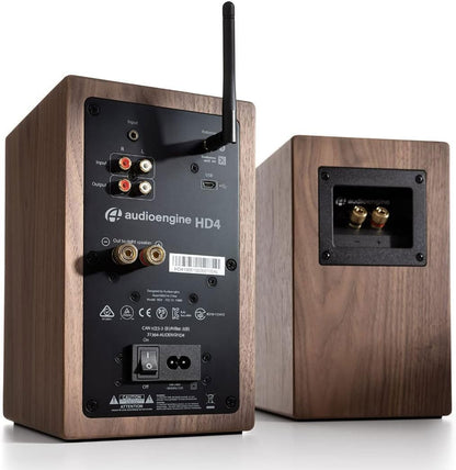 Audioengine HD4 Walnut Wireless Bluetooth Speakers and S6 Subwoofer Bundle (Walnut)