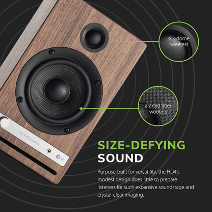 Audioengine HD4 Walnut Wireless Bluetooth Speakers and S6 Subwoofer Bundle (Walnut)