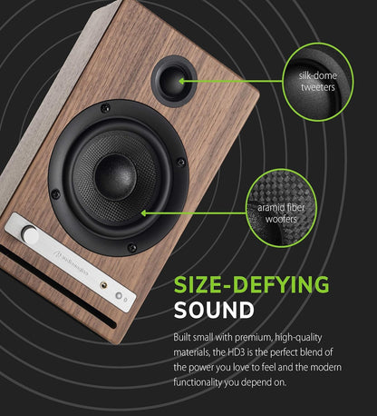 Audioengine A2 HD Walnut Powered Wireless Home Music System with 210W S6 Subwoofer with Remote