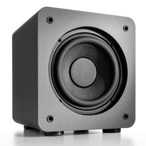 Audioengine S6 210W Compact Powered Subwoofer with Powerful Bass in a Small Package - For Gamers, Music Lovers, Movie Buffs - Grey