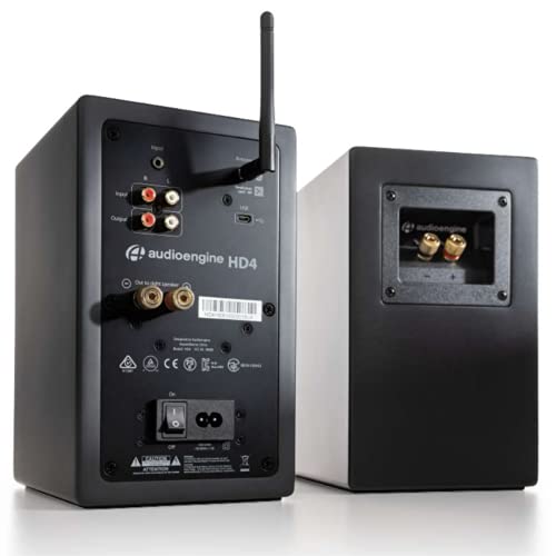 Audioengine HD4 Wireless Speaker Bluetooth |Home Music System aptX HD Bluetooth, 120W Powered Bookshelf Stereo Speakers | 24-bit DAC